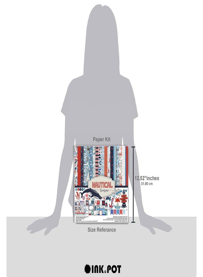 Inkdotpot مجموعة أوراق قصاصات Inkdotpot ذات الطابع البحري، ورق مقوى مزدوج الجوانب، مقاس 12 × 12 بوصة، لصنع البطاقات، مع ورقة ملصقات - 16 صفحة - أحمر وأزرق - Image 4